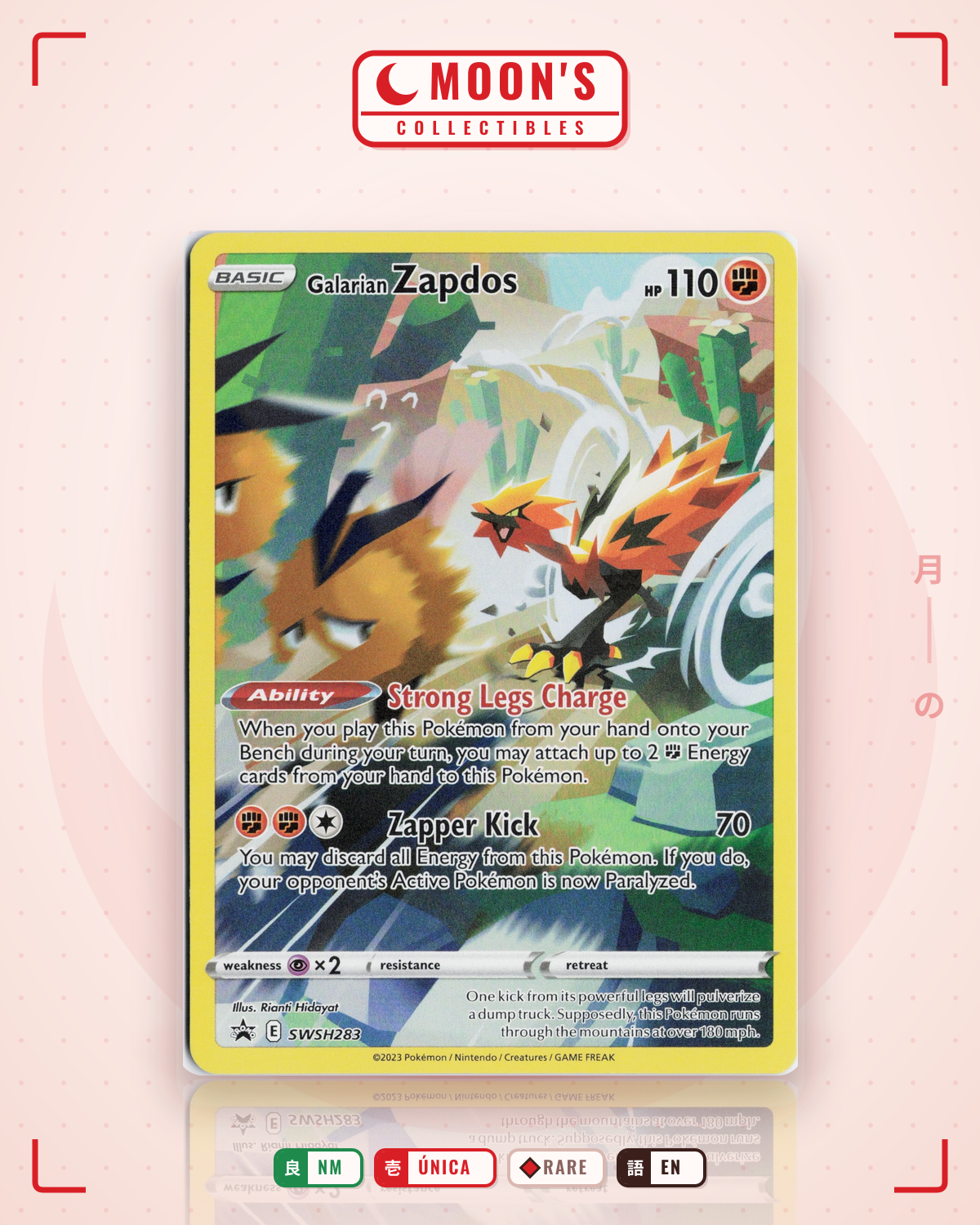 Carta Pokémon Galarian Zapdos · SWSH Black Star Promos #SWSH283 (NM) — pieza única en Moon's Collectibles México