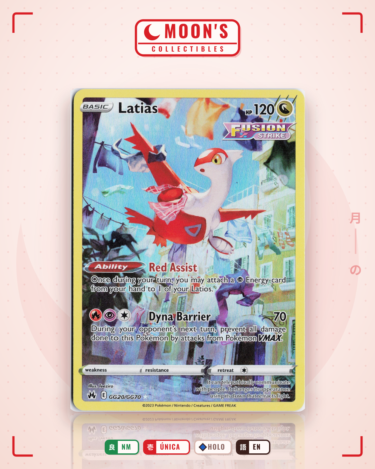 Carta Pokémon Latias · Crown Zenith Galarian Gallery #GG20/GG70 (NM) — pieza única en Moon's Collectibles México