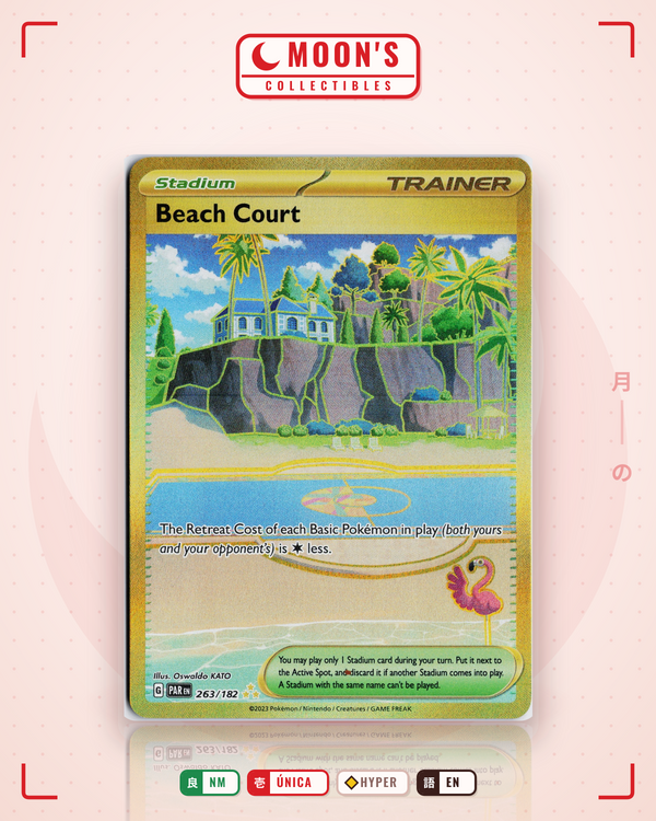 Carta Pokémon Beach Court · Paradox Rift #263/182 (NM) — pieza única en Moon's Collectibles México