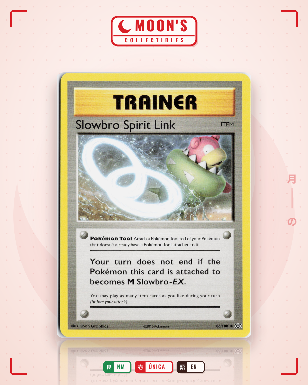 Carta Pokémon Slowbro Spirit Link · Evolutions #86/108 (NM) — pieza única en Moon's Collectibles México