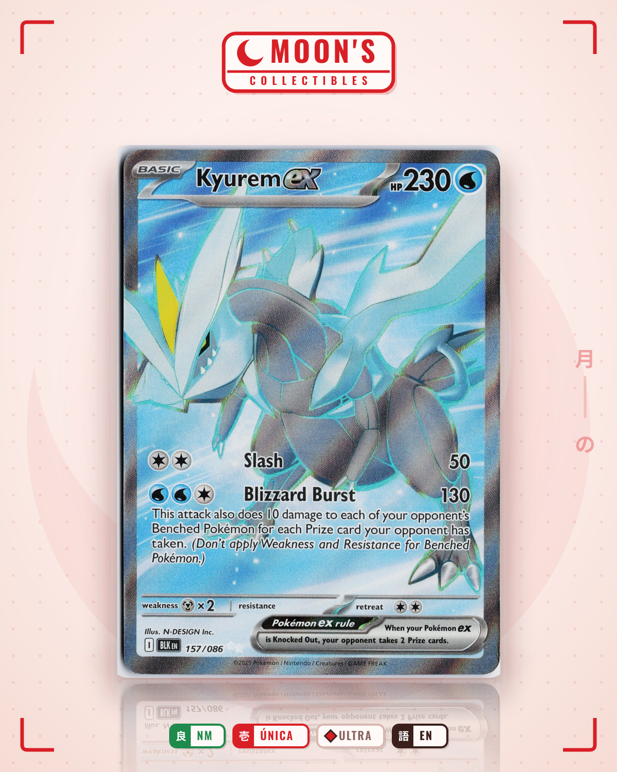 Carta Pokémon Kyurem ex · Black Bolt #157/086 (NM) — pieza única en Moon's Collectibles México