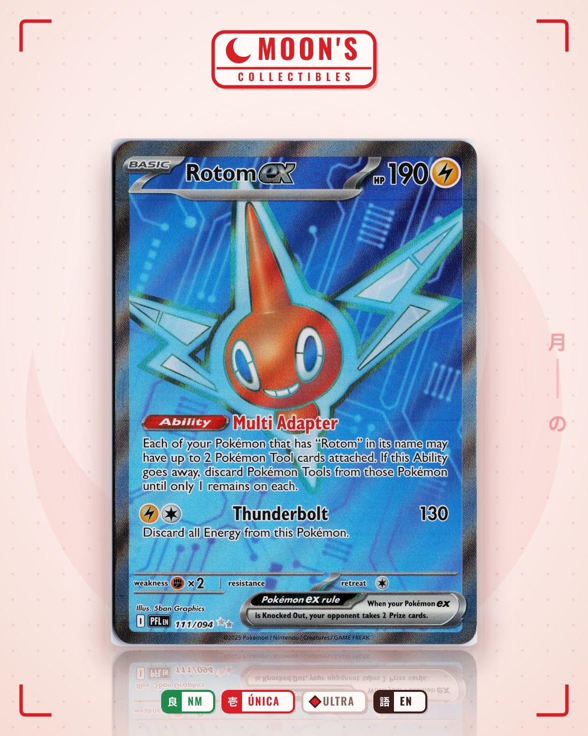 Carta Pokémon Rotom ex · Phantasmal Flames #111/094 (NM) — pieza única en Moon's Collectibles México