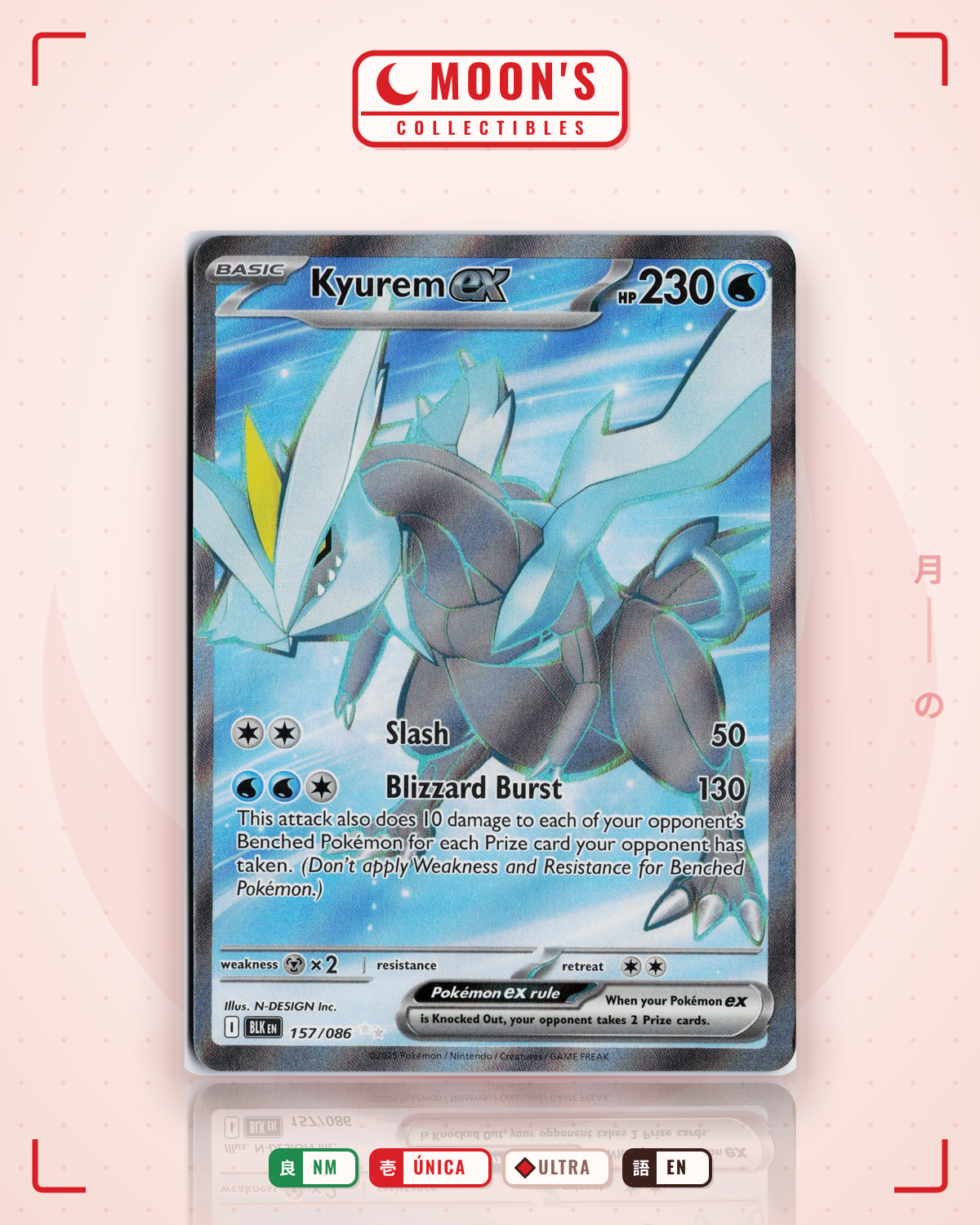 Carta Pokémon Kyurem ex · Black Bolt #157/086 (NM) — pieza única en Moon's Collectibles México
