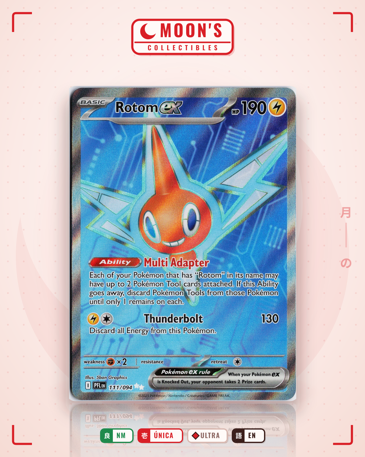 Carta Pokémon Rotom ex · Phantasmal Flames #111/094 (NM) — pieza única en Moon's Collectibles México