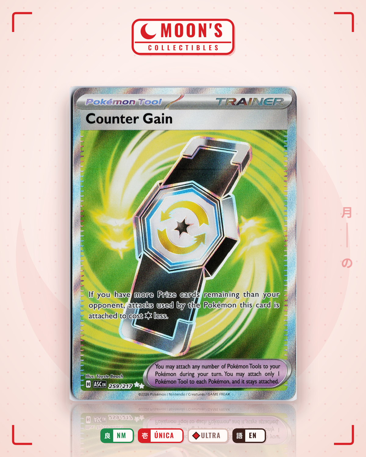 Carta Pokémon Counter Gain · Ascended Heroes #259/217 (NM) — pieza única en Moon's Collectibles México