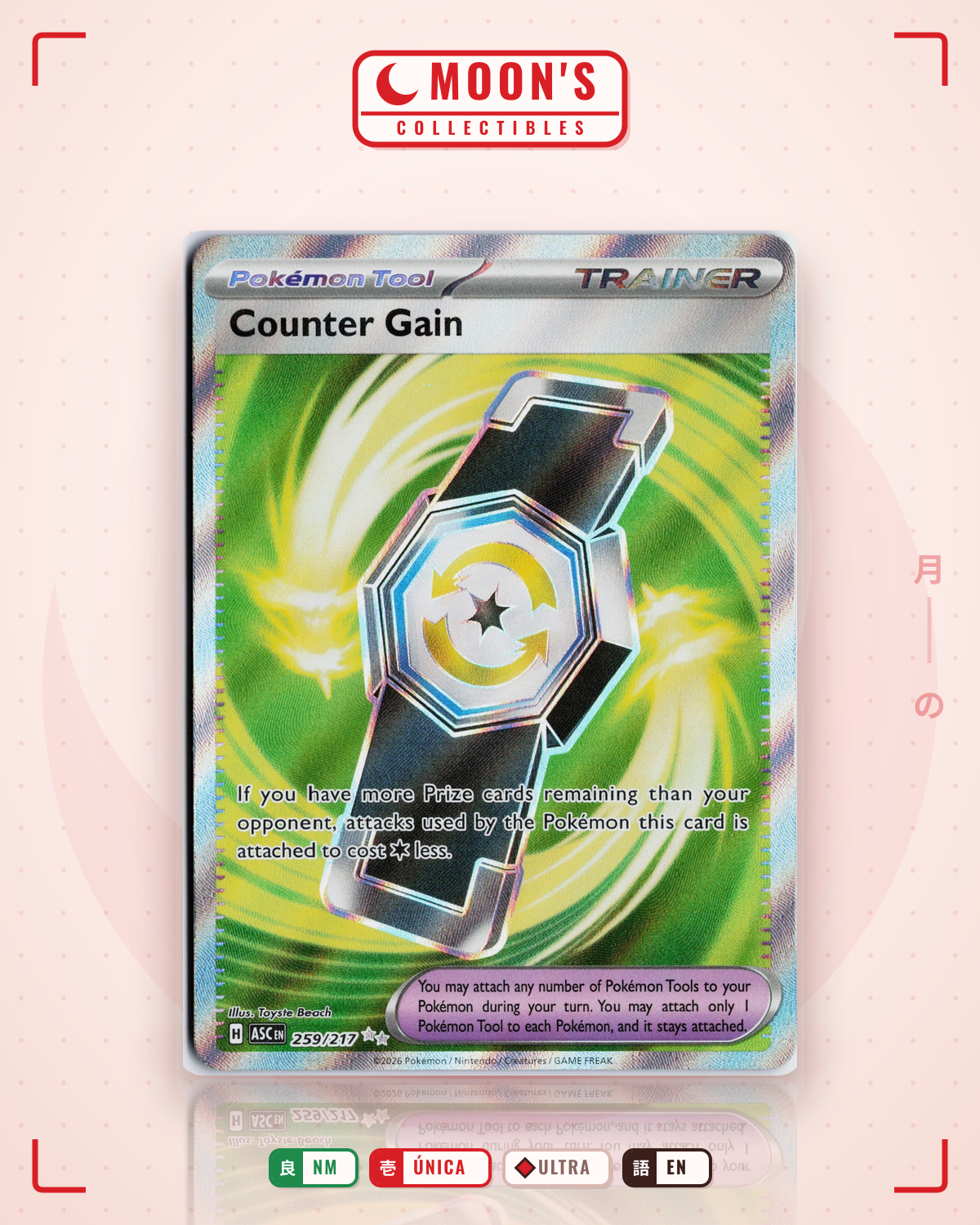 Carta Pokémon Counter Gain · Ascended Heroes #259/217 (NM) — pieza única en Moon's Collectibles México