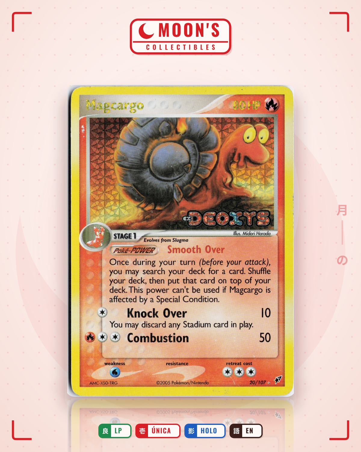 Carta Pokémon Magcargo · Deoxys #20/107 (LP) — pieza única en Moon's Collectibles México