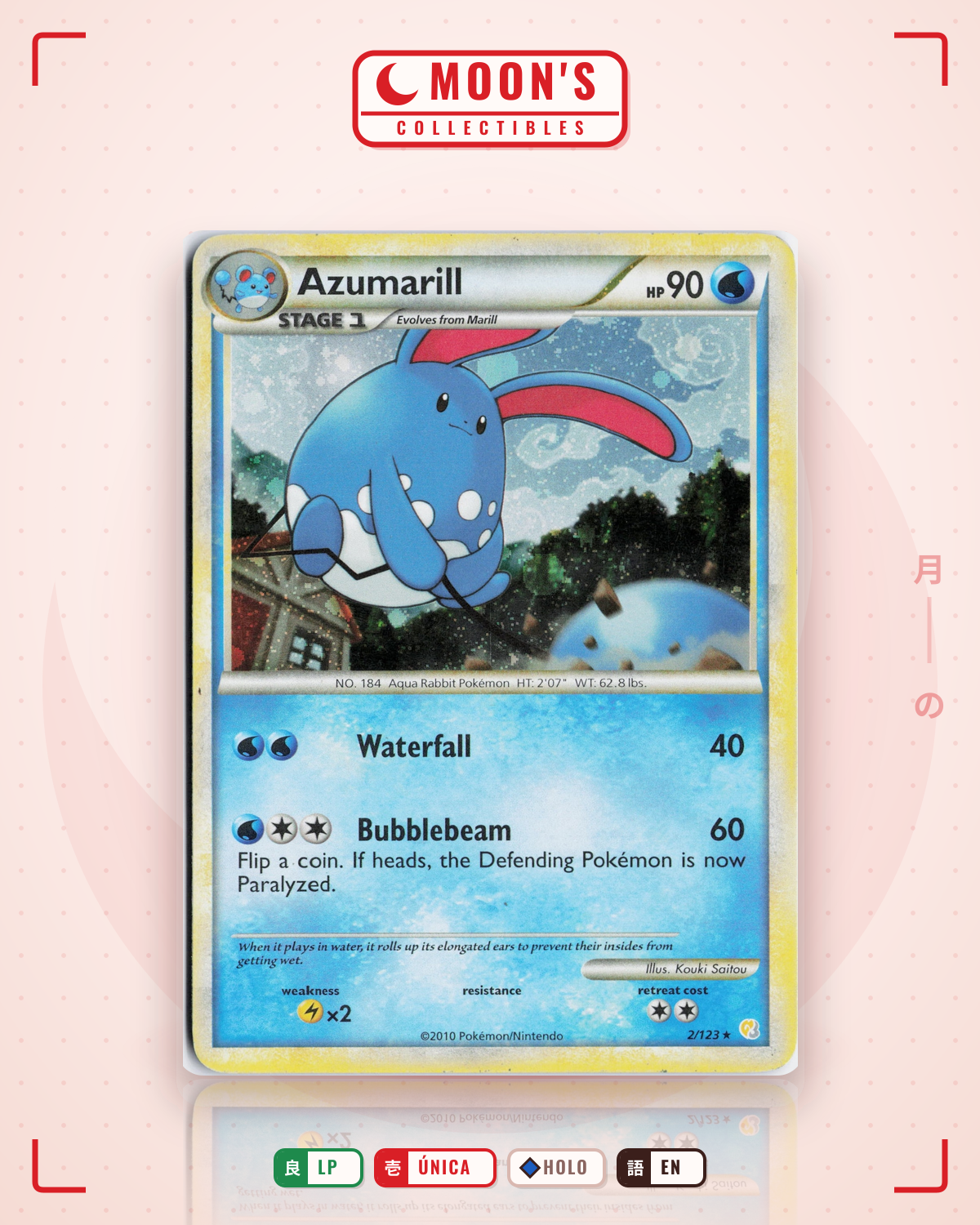 Carta Pokémon Azumarill · HeartGold & SoulSilver #2/123 (LP) — pieza única en Moon's Collectibles México
