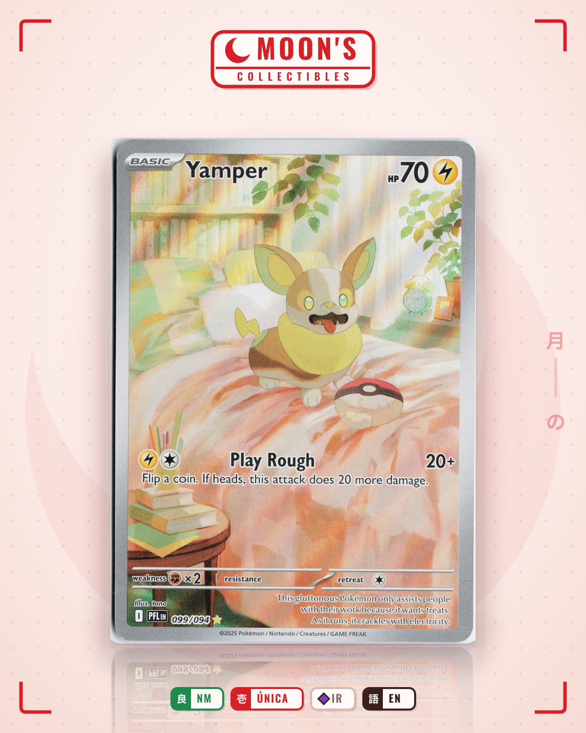 Carta Pokémon Yamper · Phantasmal Flames #099/094 (NM) — pieza única en Moon's Collectibles México