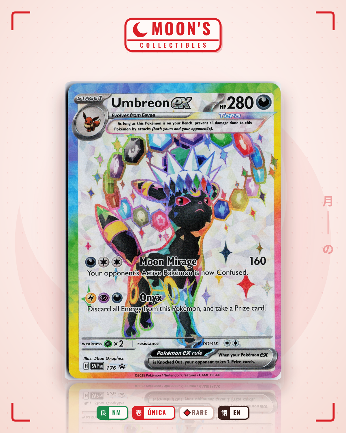 Carta Pokémon Umbreon ex · Scarlet & Violet Black Star Promos #176 (NM) — pieza única en Moon's Collectibles México