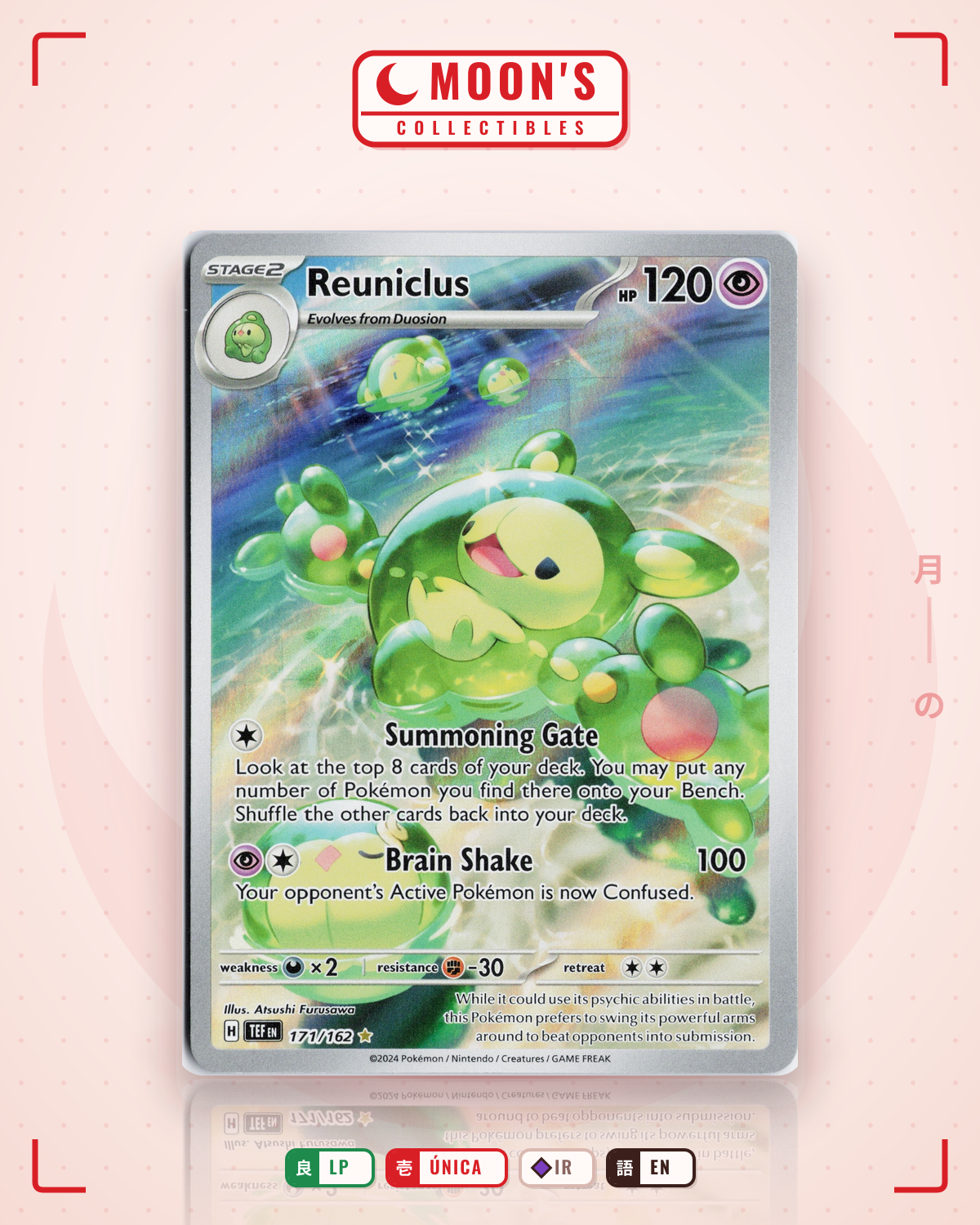 Carta Pokémon Reuniclus · Temporal Forces #171/162 (LP) — pieza única en Moon's Collectibles México