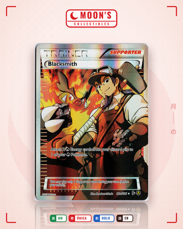 Carta Pokémon Blacksmith · Flashfire #88a/106 (NM) — pieza única en Moon's Collectibles México