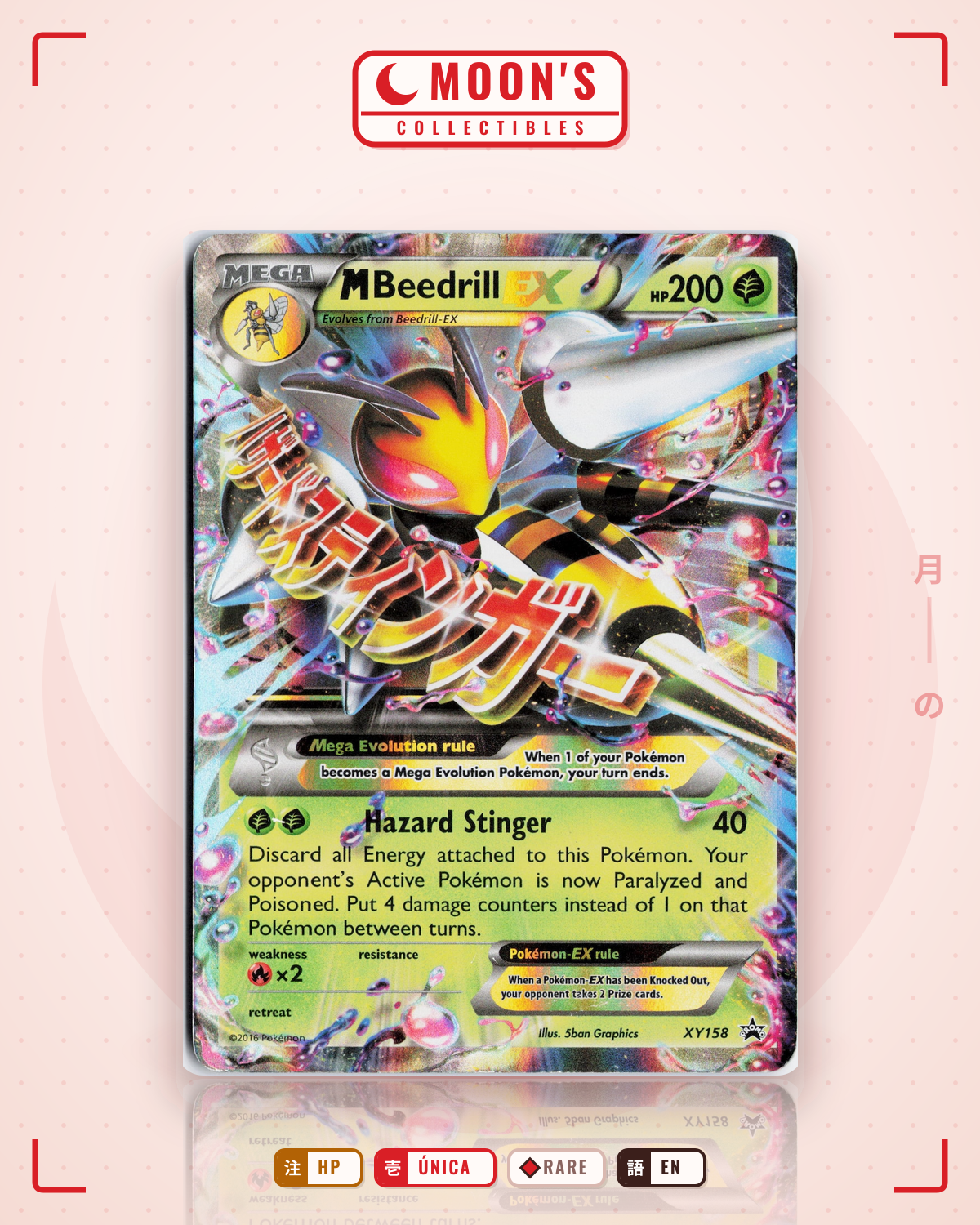 Carta Pokémon M Beedrill-EX · XY Black Star Promos #XY158 (HP) — pieza única en Moon's Collectibles México