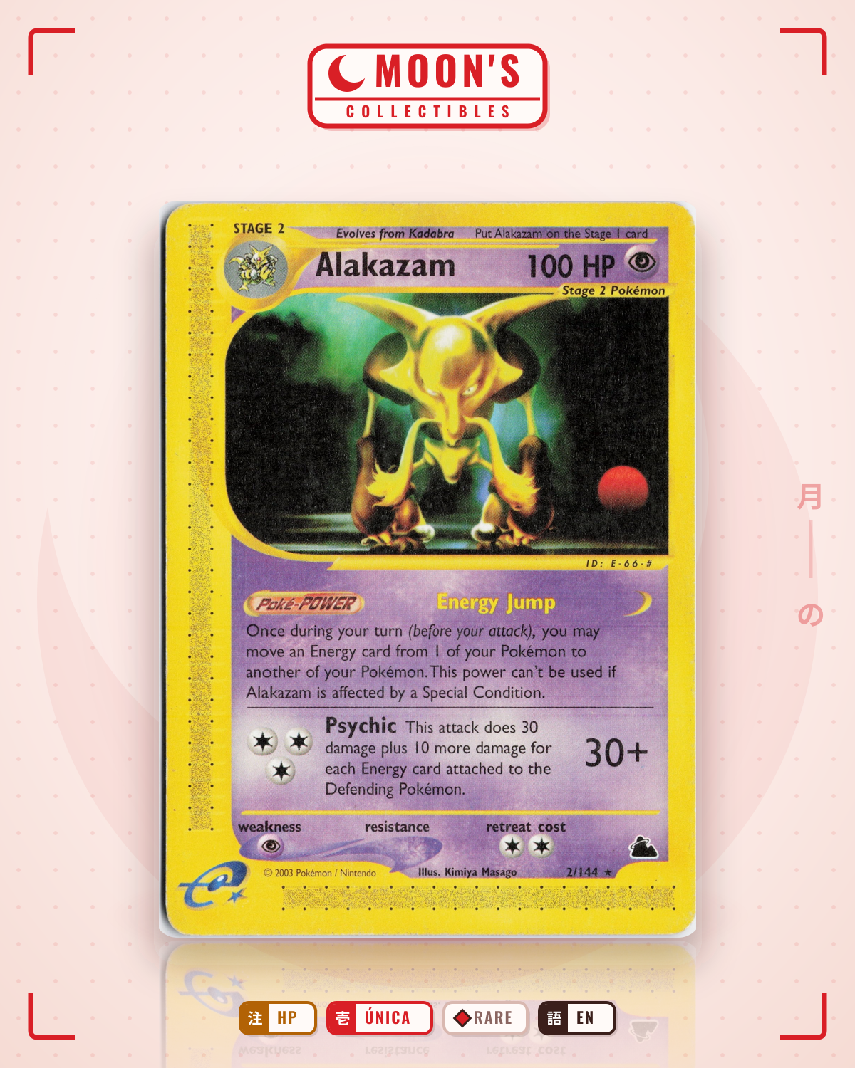 Carta Pokémon Alakazam · Skyridge #2/144 (HP) — pieza única en Moon's Collectibles México