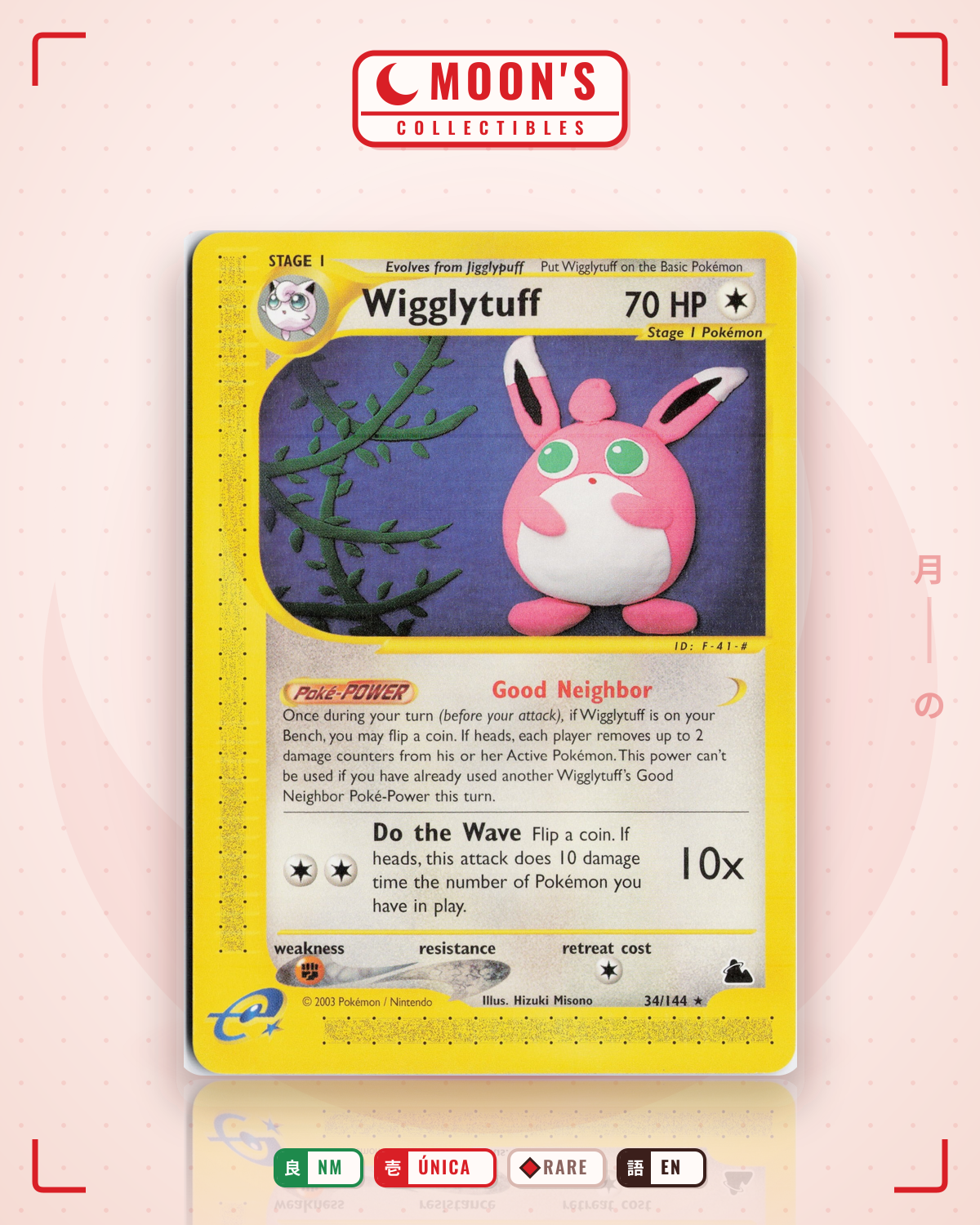 Carta Pokémon Wigglytuff · Skyridge #34/144 (NM) — pieza única en Moon's Collectibles México