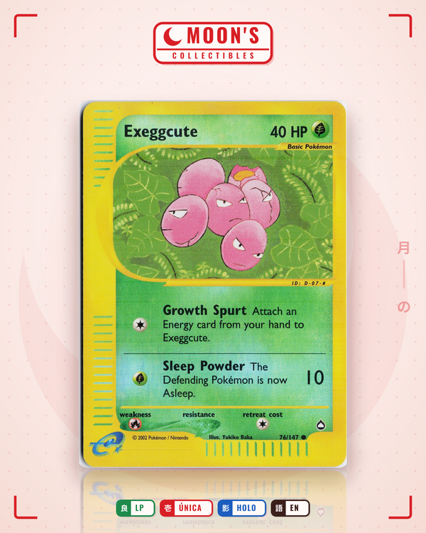 Carta Pokémon Exeggcute · Aquapolis #76/147 (LP) — pieza única en Moon's Collectibles México
