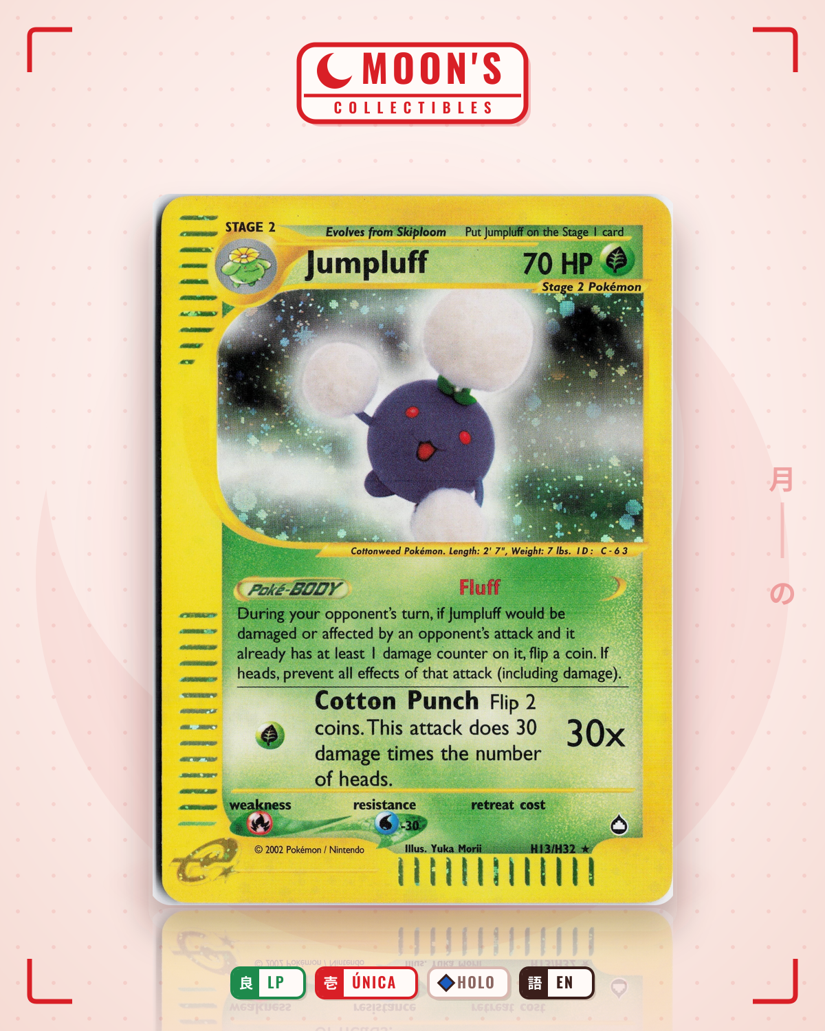 Carta Pokémon Jumpluff · Aquapolis #H13/H32 (LP) — pieza única en Moon's Collectibles México