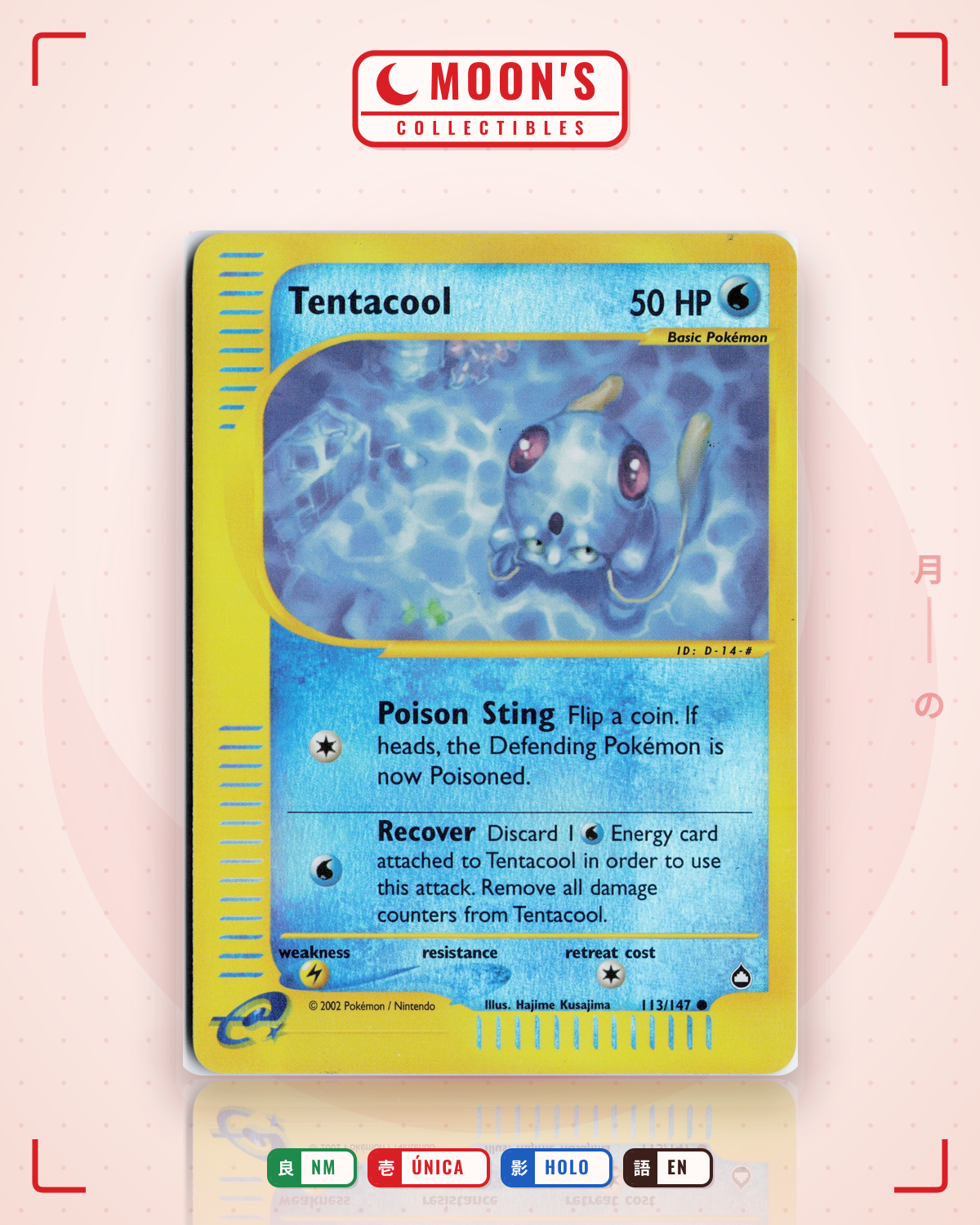 Carta Pokémon Tentacool · Aquapolis #113/147 (NM) — pieza única en Moon's Collectibles México