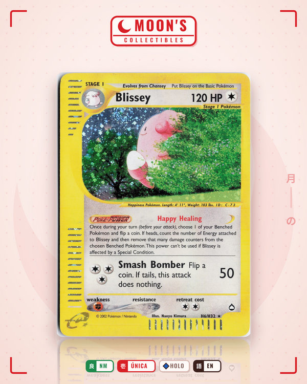 Carta Pokémon Blissey · Aquapolis #H6/H32 (NM) — pieza única en Moon's Collectibles México