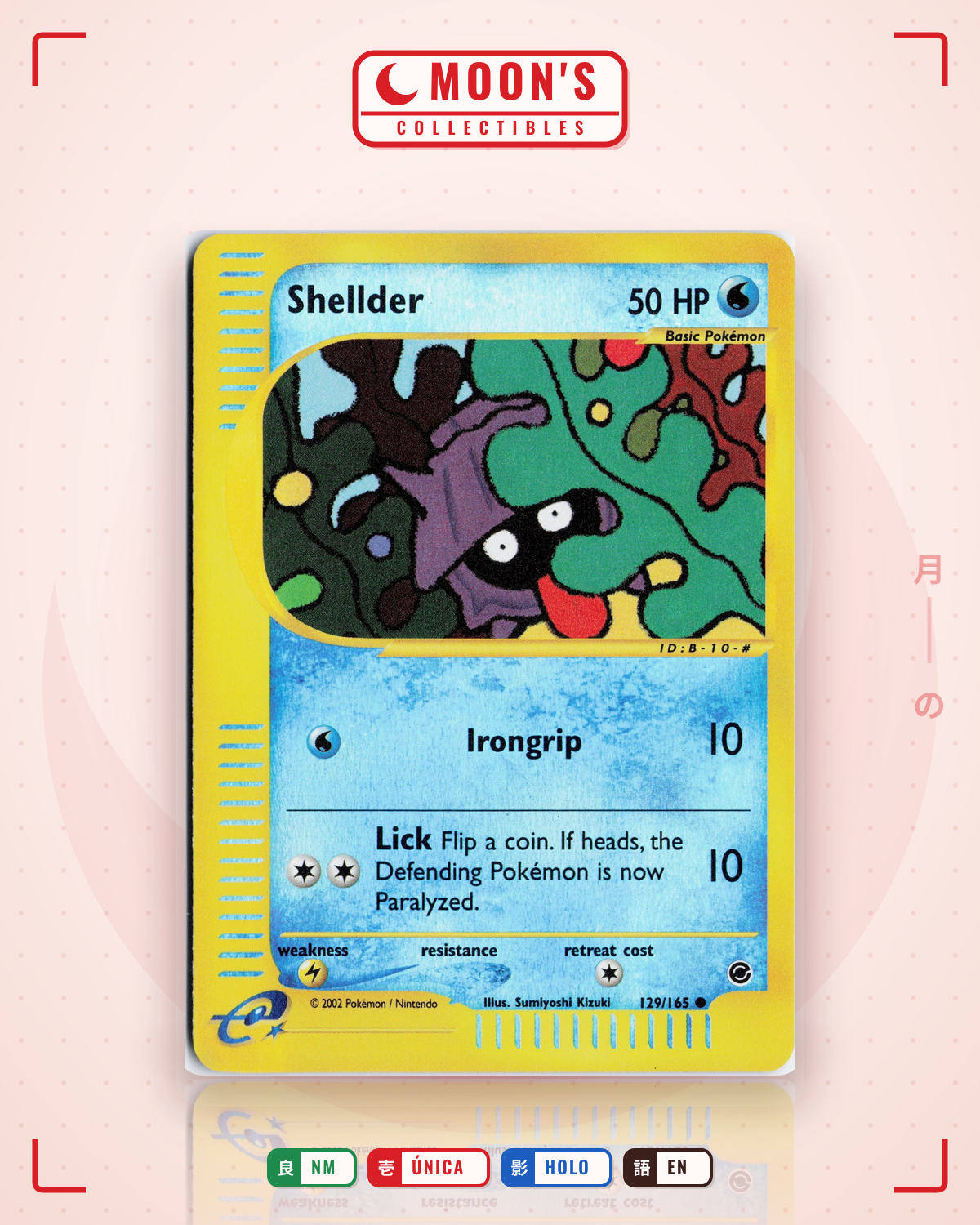 Carta Pokémon Shellder · Expedition Base Set #129/165 (NM) — pieza única en Moon's Collectibles México