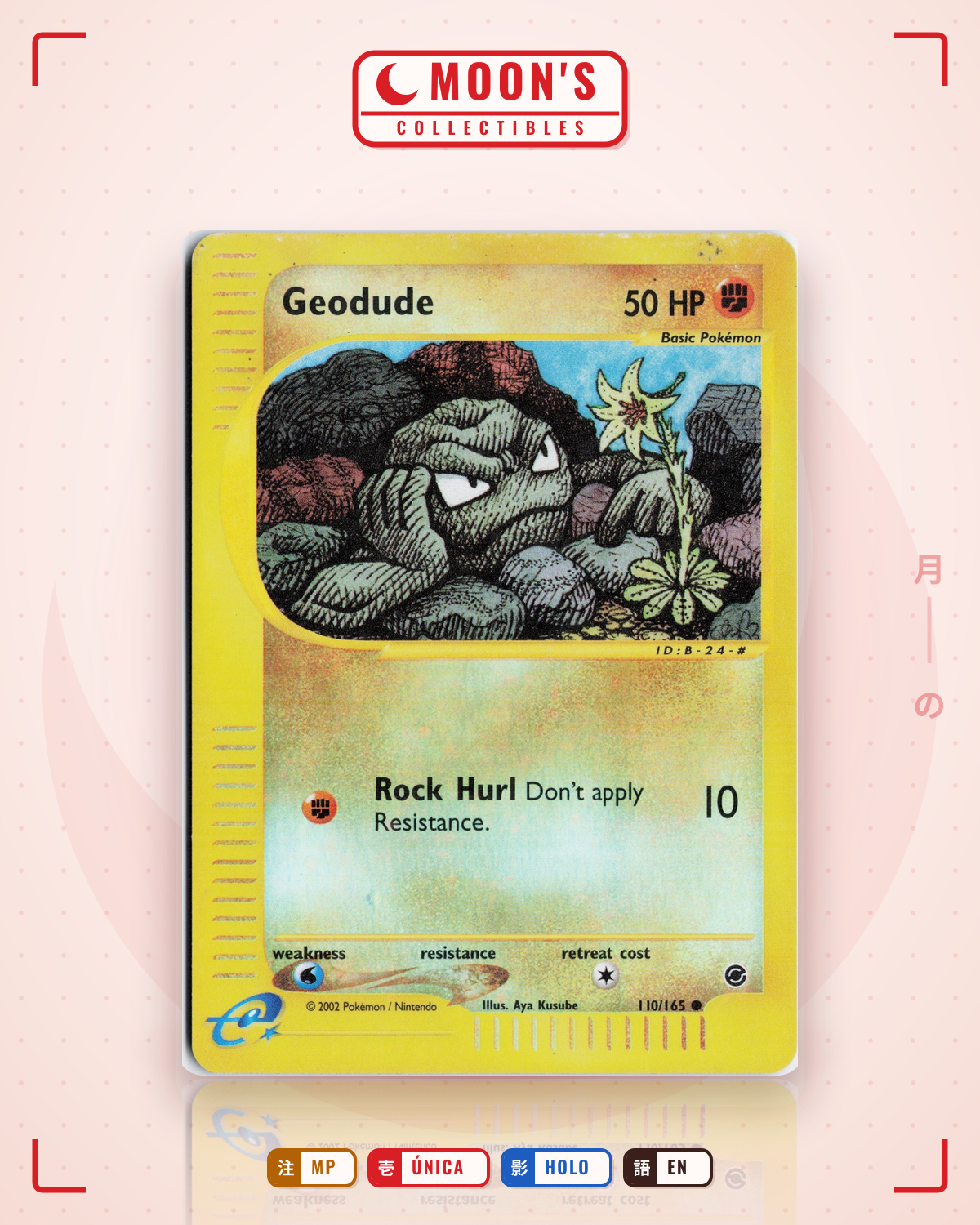 Carta Pokémon Geodude · Expedition Base Set #110/165 (MP) — pieza única en Moon's Collectibles México