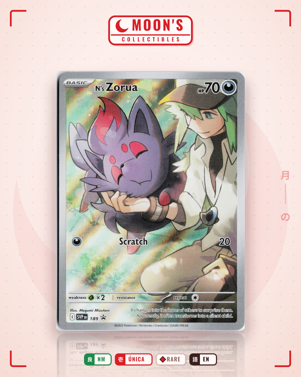 Carta Pokémon N's Zorua · Scarlet & Violet Black Star Promos #189 (NM) — pieza única en Moon's Collectibles México