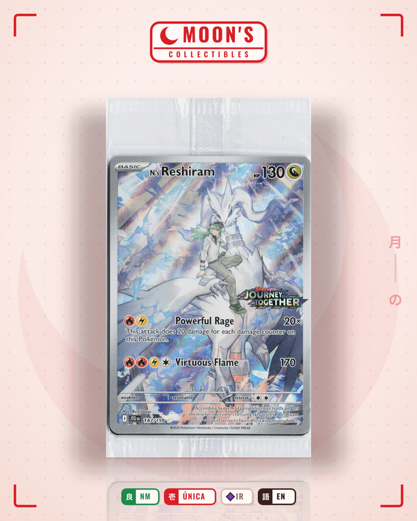 Carta Pokémon N's Reshiram · Journey Together #167/159 (NM) — pieza única en Moon's Collectibles México