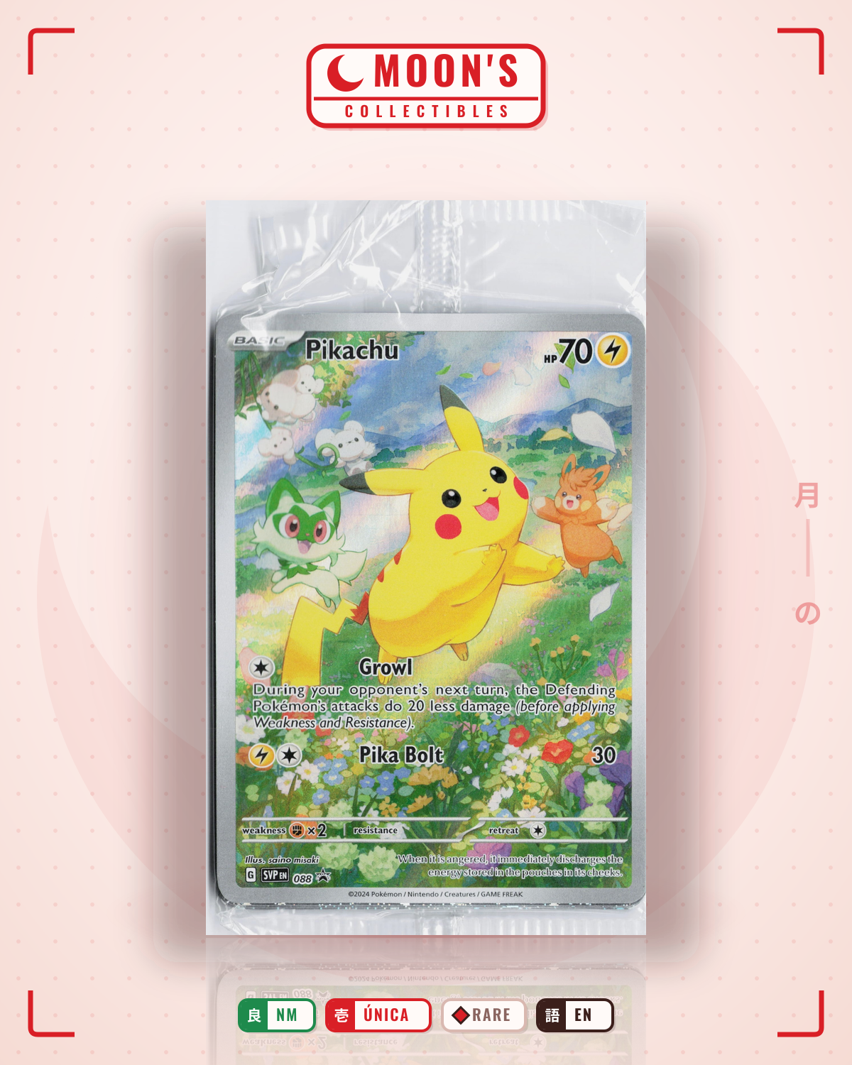 Carta Pokémon Pikachu · Scarlet & Violet Black Star Promos #088 (NM) — pieza única en Moon's Collectibles México