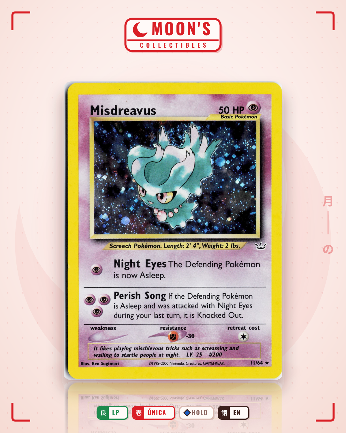 Carta Pokémon Misdreavus · Neo Revelation #11/64 (LP) — pieza única en Moon's Collectibles México