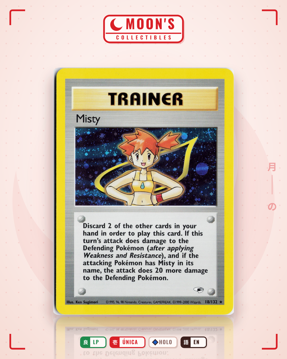 Carta Pokémon Misty · Gym Heroes #18/132 (LP) — pieza única en Moon's Collectibles México