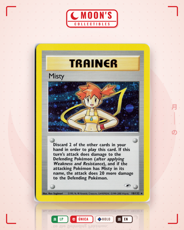 Carta Pokémon Misty · Gym Heroes #18/132 (LP) — pieza única en Moon's Collectibles México