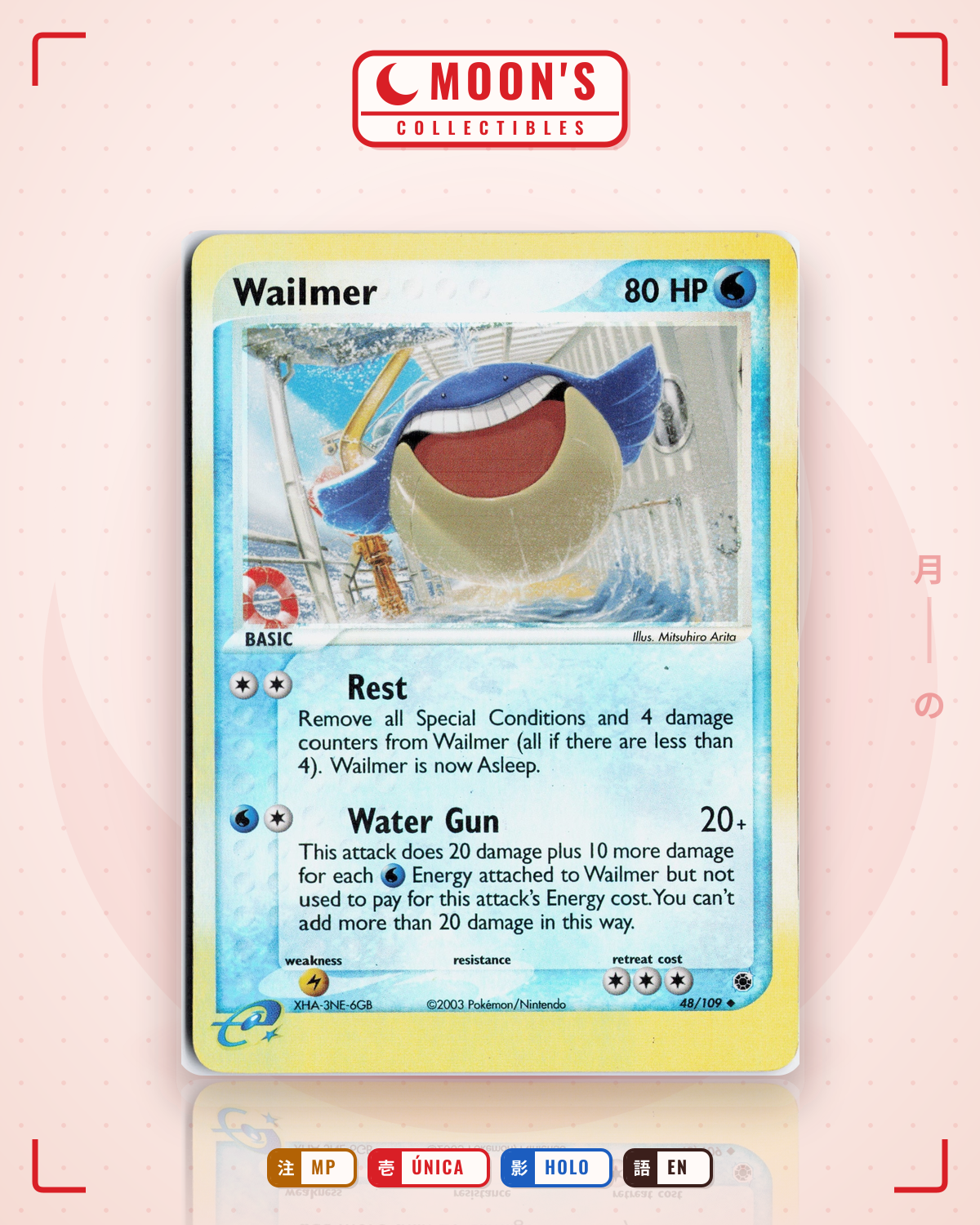 Carta Pokémon Wailmer · Ruby & Sapphire #48/109 (MP) — pieza única en Moon's Collectibles México