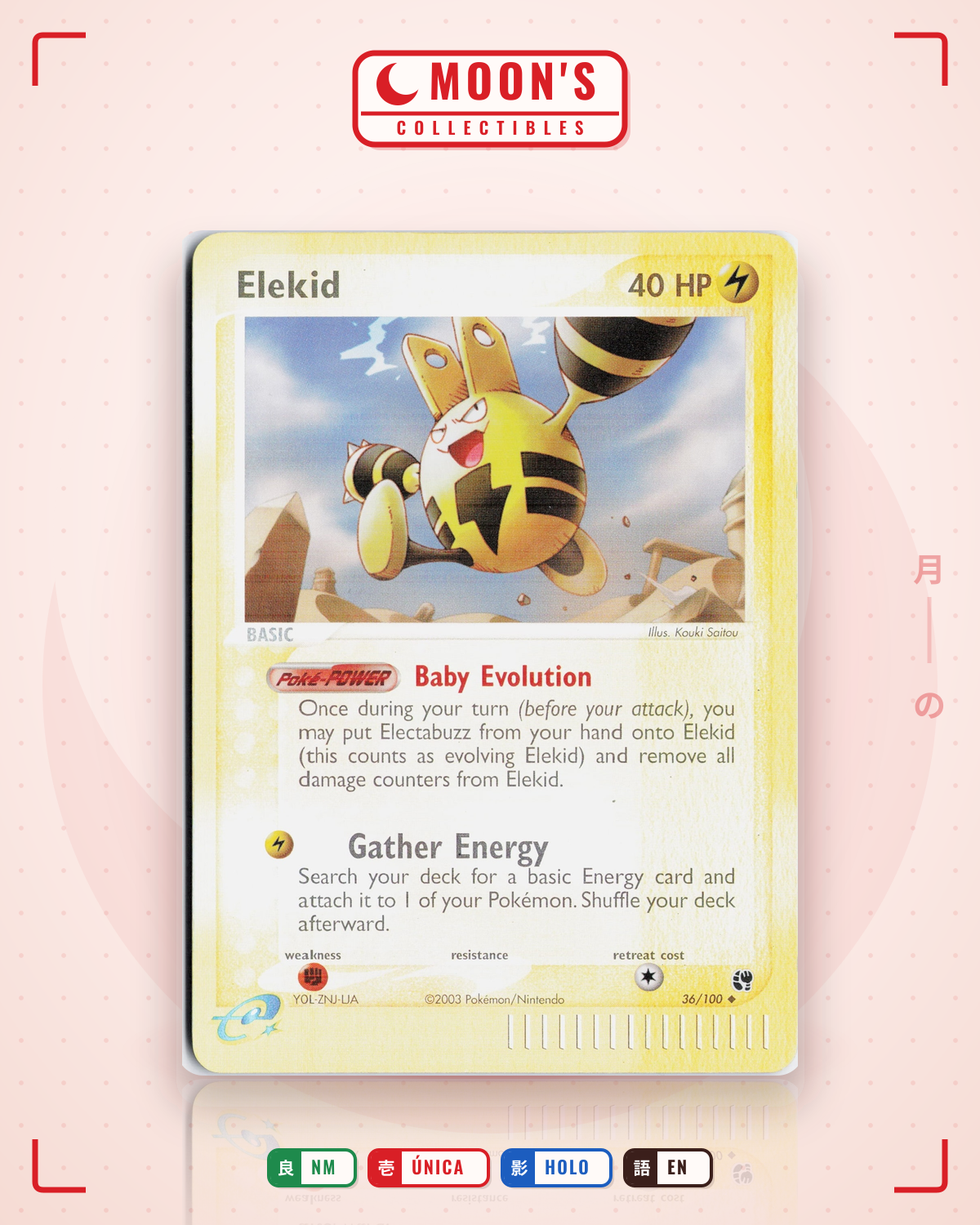 Carta Pokémon Elekid · Sandstorm #36/100 (NM) — pieza única en Moon's Collectibles México