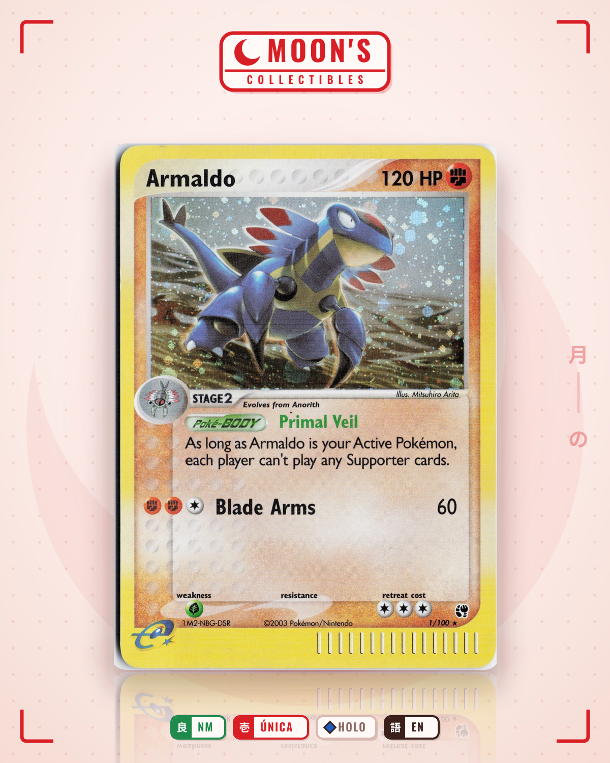 Carta Pokémon Armaldo · Sandstorm #1/100 (NM) — pieza única en Moon's Collectibles México
