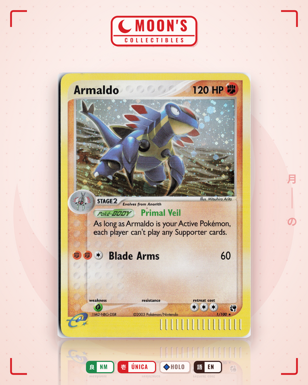 Carta Pokémon Armaldo · Sandstorm #1/100 (NM) — pieza única en Moon's Collectibles México
