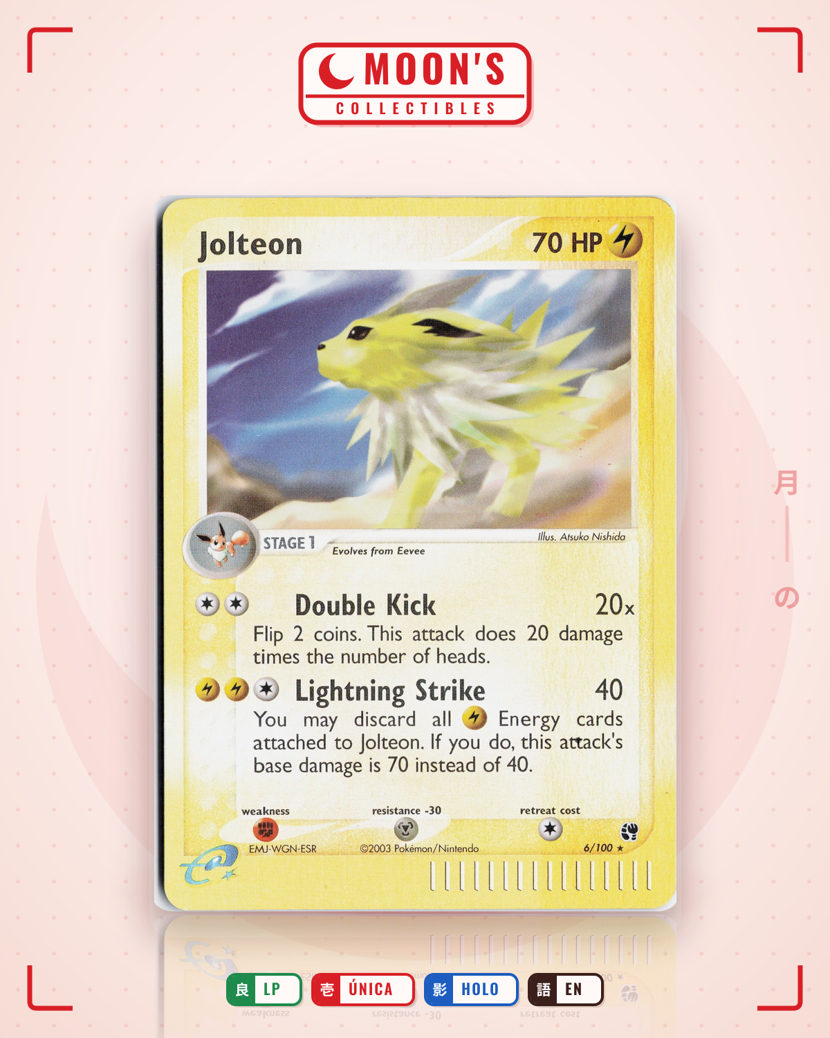 Carta Pokémon Jolteon · Sandstorm #6/100 (LP) — pieza única en Moon's Collectibles México