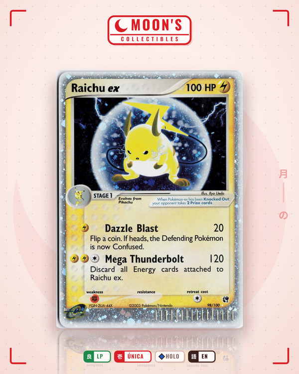Carta Pokémon Raichu ex · Sandstorm #98/100 (LP) — pieza única en Moon's Collectibles México