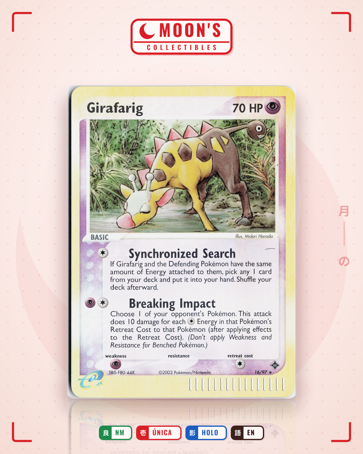 Carta Pokémon Girafarig · Dragon #16/97 (NM) — pieza única en Moon's Collectibles México