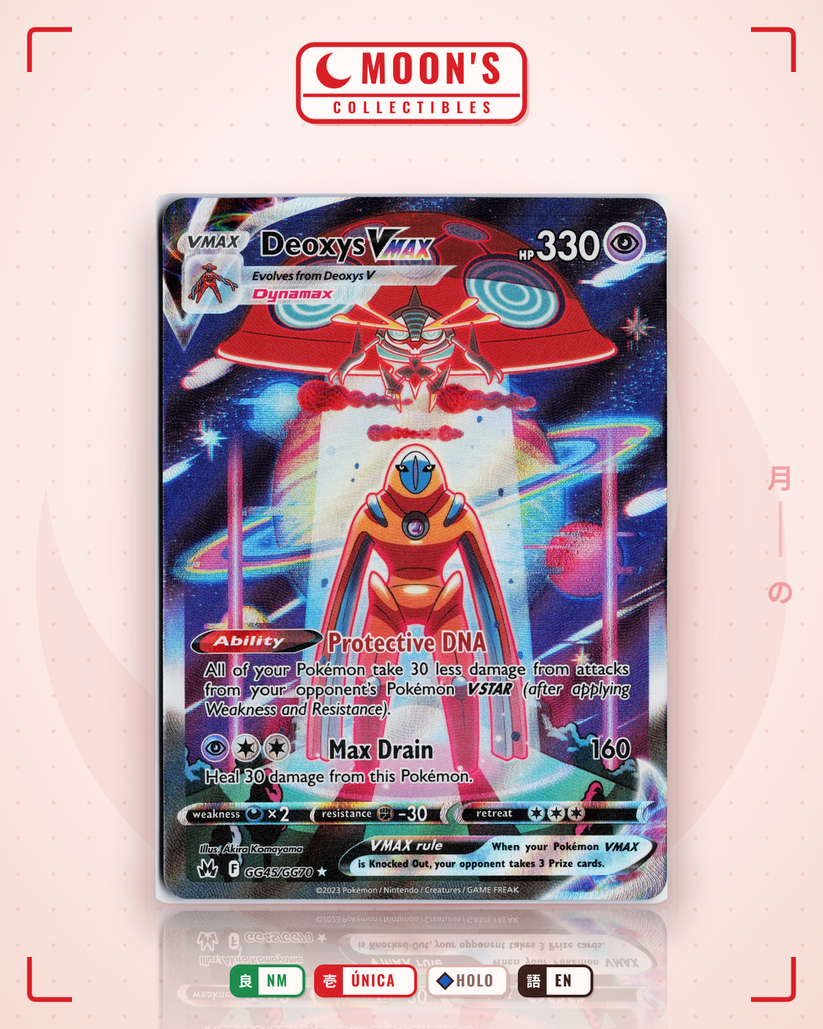 Carta Pokémon Deoxys VMAX · Crown Zenith Galarian Gallery #GG45/GG70 (NM) — pieza única en Moon's Collectibles México