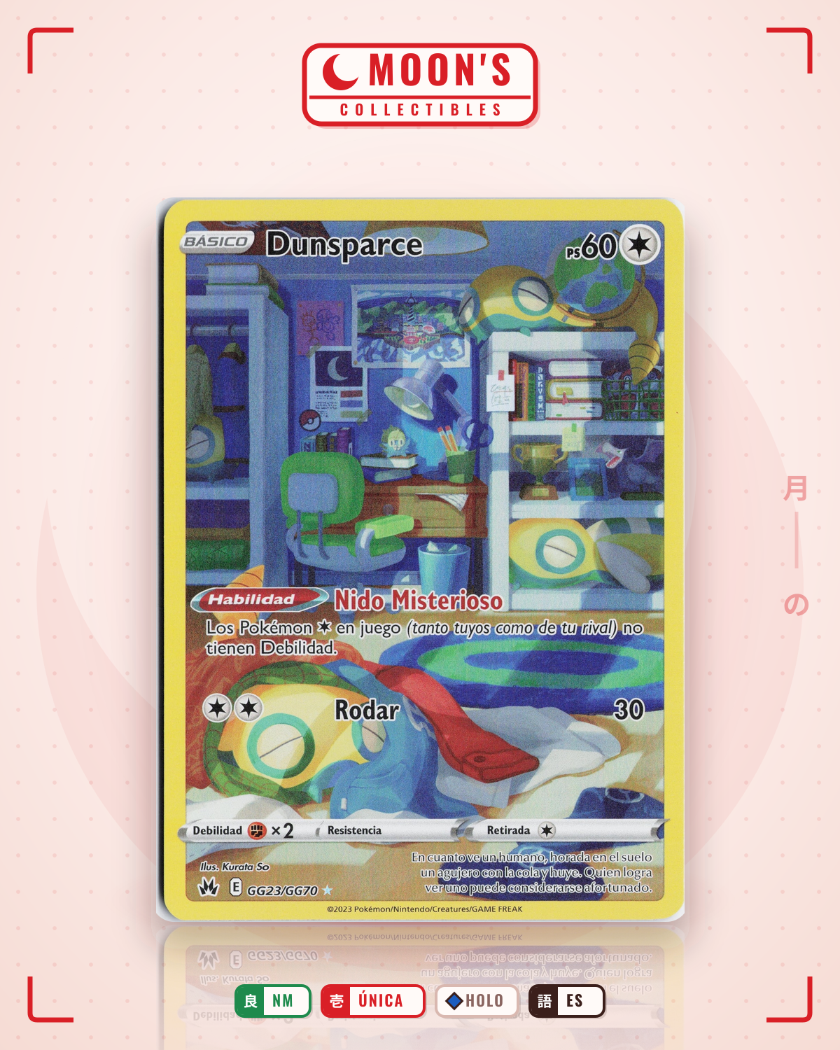 Carta Pokémon Dunsparce · Crown Zenith Galarian Gallery #GG23/GG70 (NM) — pieza única en Moon's Collectibles México