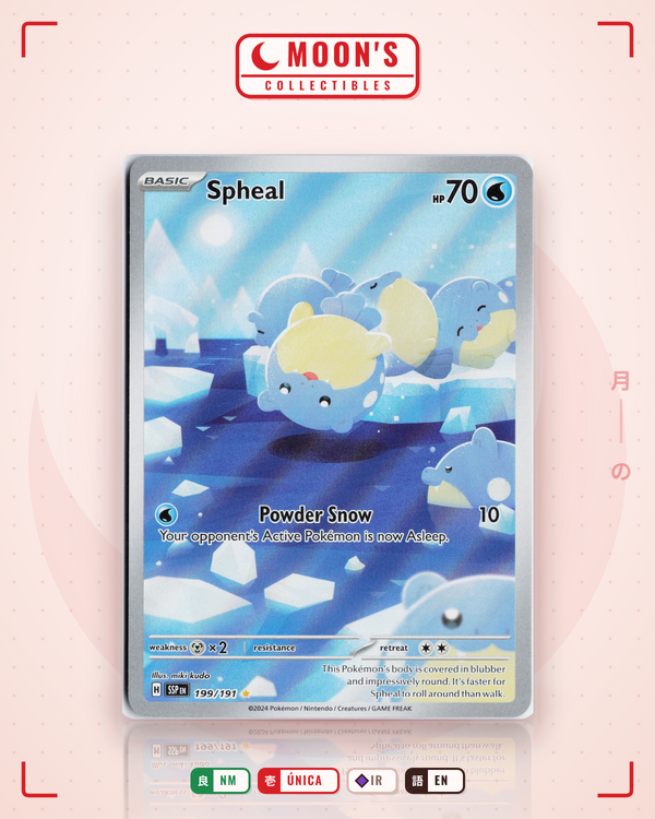 Carta Pokémon Spheal · Surging Sparks #199/191 (NM) — pieza única en Moon's Collectibles México