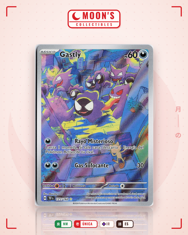 Carta Pokémon Gastly · Temporal Forces #177/162 (NM) — pieza única en Moon's Collectibles México