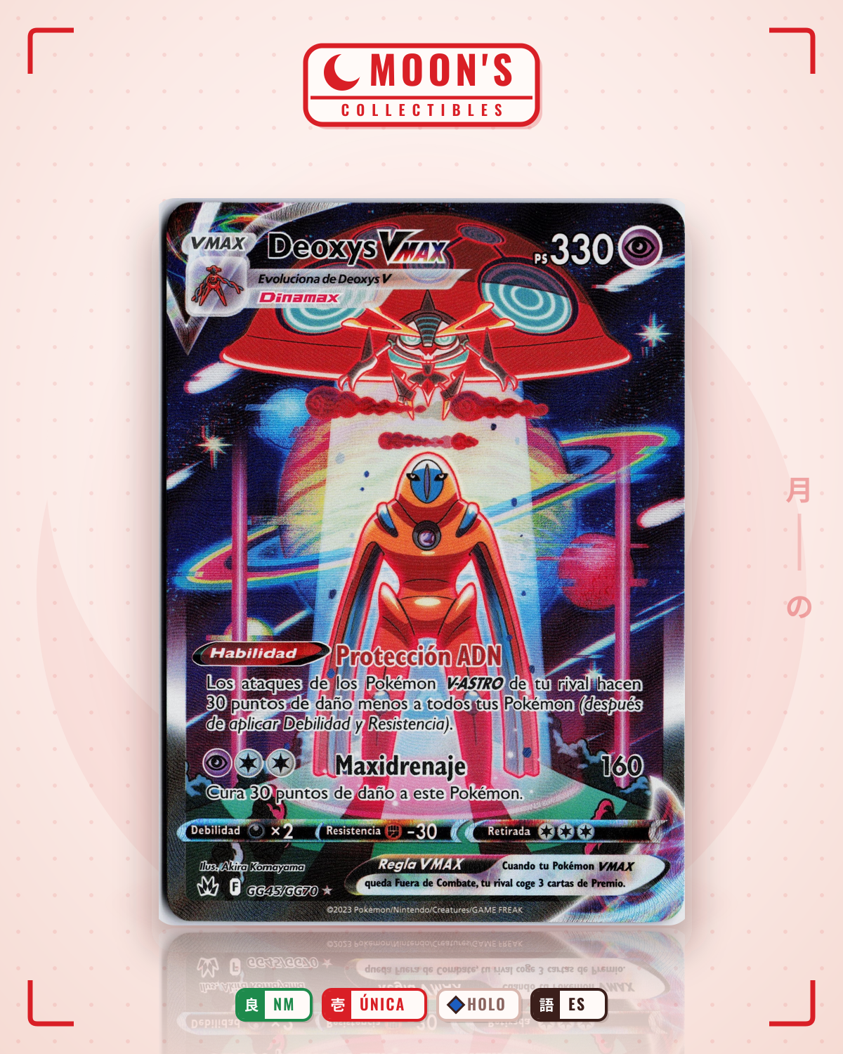 Carta Pokémon Deoxys VMAX · Crown Zenith Galarian Gallery #GG45/GG70 (NM) — pieza única en Moon's Collectibles México