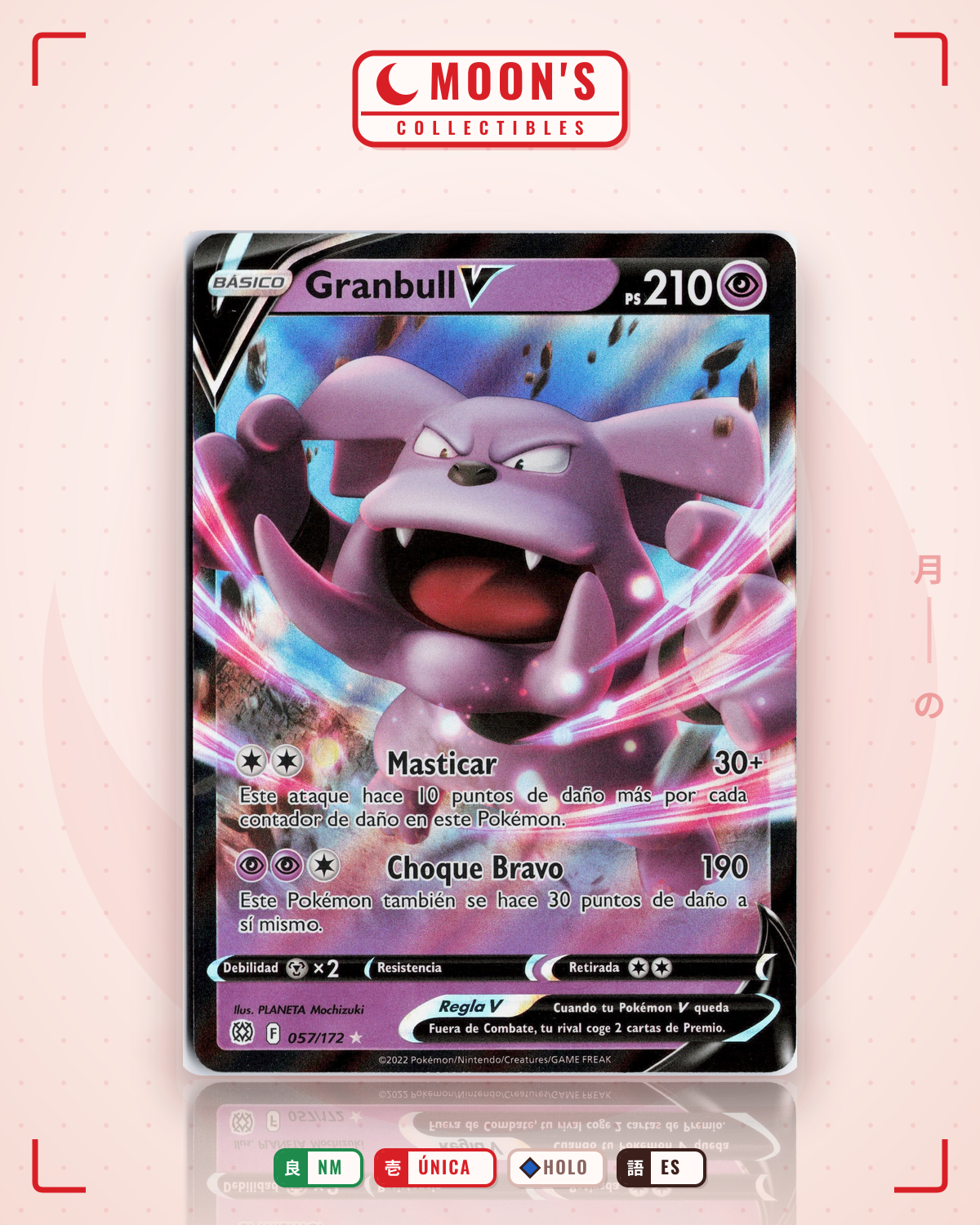 Carta Pokémon Granbull V · Brilliant Stars #057/172 (NM) — pieza única en Moon's Collectibles México