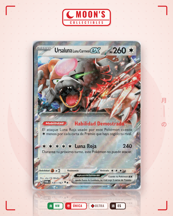 Carta Pokémon Bloodmoon Ursaluna ex · Twilight Masquerade #141/167 (NM) — pieza única en Moon's Collectibles México