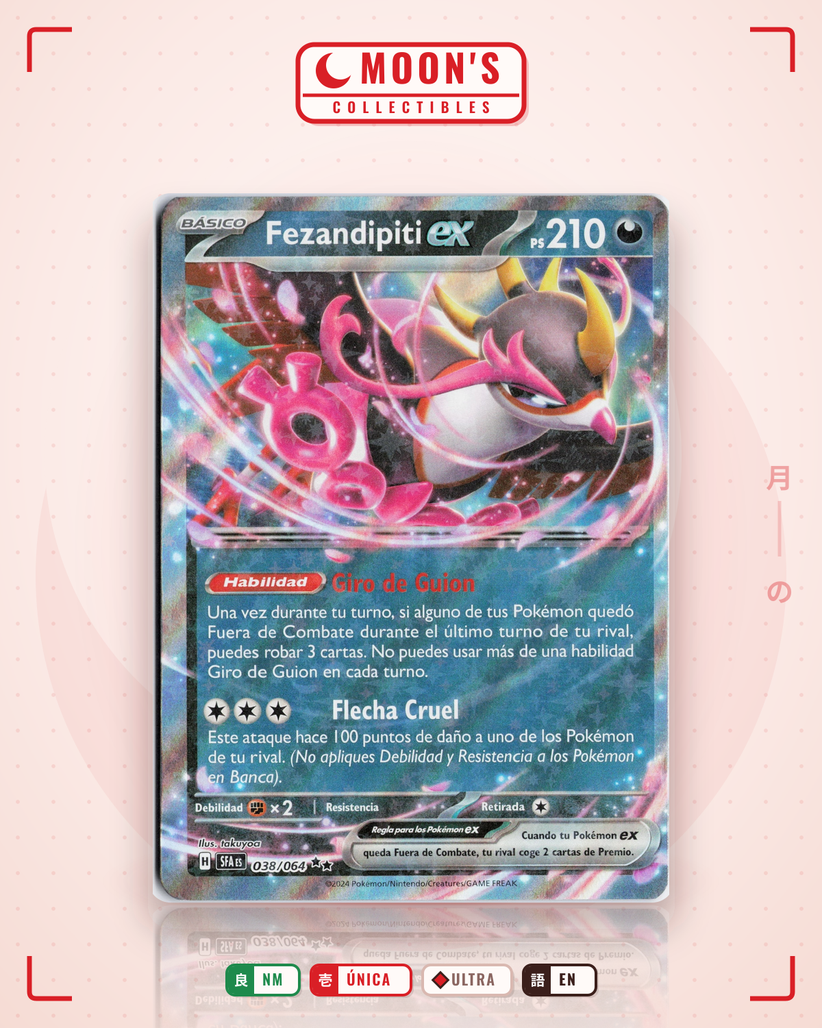 Carta Pokémon Fezandipiti ex · Shrouded Fable #038/064 (NM) — pieza única en Moon's Collectibles México