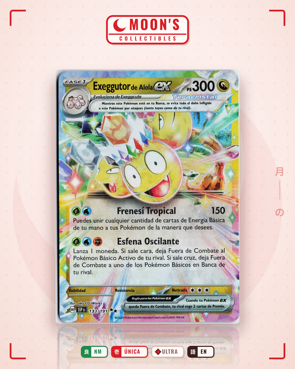 Carta Pokémon Alolan Exeggutor ex · Surging Sparks #133/191 (NM) — pieza única en Moon's Collectibles México