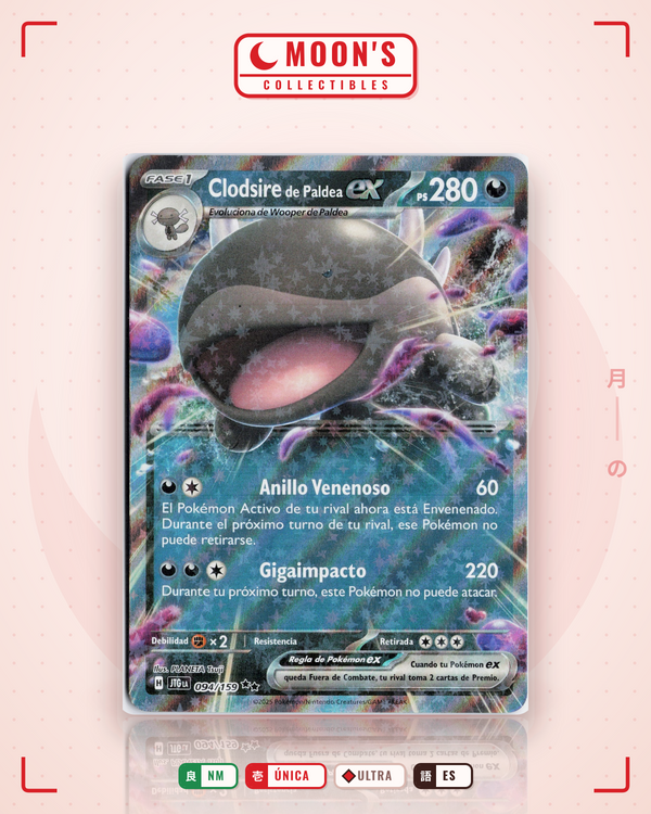 Carta Pokémon Paldean Clodsire ex · Journey Together #094/159 (NM) — pieza única en Moon's Collectibles México