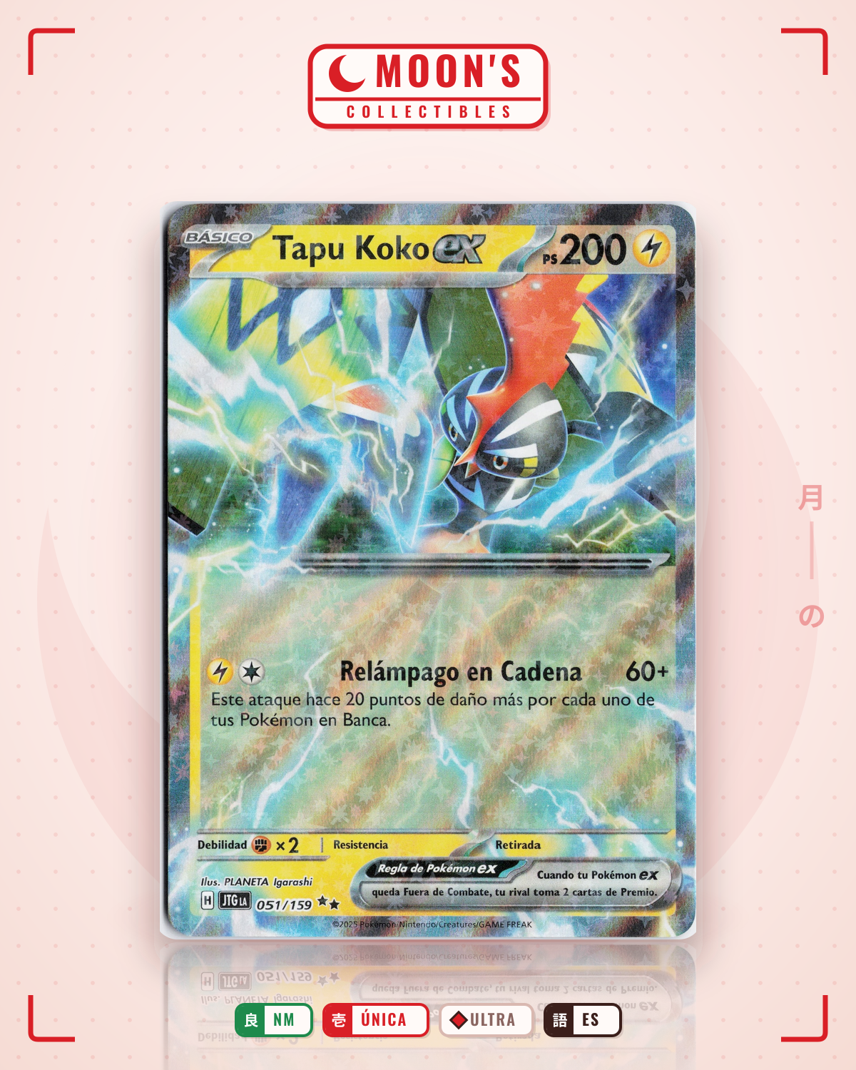 Carta Pokémon Tapu Koko ex · Journey Together #051/159 (NM) — pieza única en Moon's Collectibles México