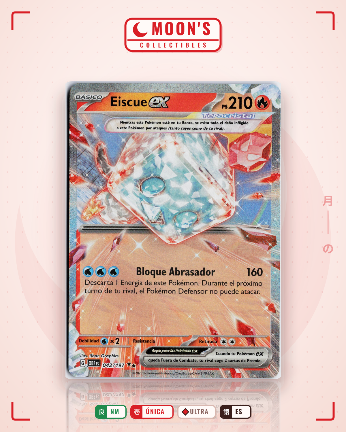Carta Pokémon Eiscue ex · Obsidian Flames #042/197 (NM) — pieza única en Moon's Collectibles México